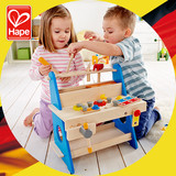 德国Hape工作台工具台套装益智玩具 三岁3岁男孩仿真工具箱玩具