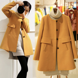 2015秋冬装新款韩版气质优雅呢子大衣中长款修身显瘦毛呢外套 女