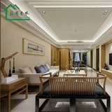 新中式实木沙发组合 客厅原木色禅意三人沙发 定制样板房仿古家具