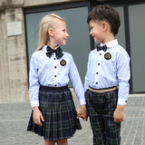 男童长袖衬衫裤子套装女童裙子两件套中小学生英伦校服幼儿园园服
