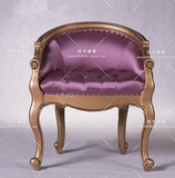 美式乡村实木高档餐椅书椅欧式古典布艺休闲椅法式复古化妆椅特价