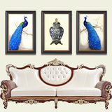 现代客厅美式沙发背景墙装饰画玄关卧室床头有框壁挂画守望蓝孔雀