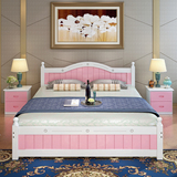 简约欧式实木床1.8米双人床1.5实木单人床1.2白色公主儿童松木床