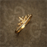 18K黄金白金玫瑰金钻石戒指女 小皇冠碎钻戒指尾戒指环钻石定制