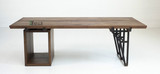 美式复古实木写字台工业风格铁艺钢木书桌设计师办公桌休闲电脑桌