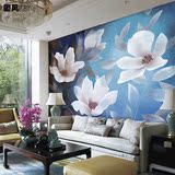 现代简约油画花卉客厅沙发卧室电视背景墙无缝无纺布壁纸壁画墙纸