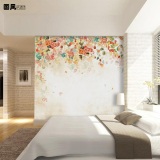 现代手绘油画花卉客厅沙发卧室电视背景墙无缝无纺布壁纸壁画墙纸