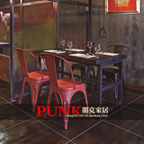 LOFT美式复古实木西餐厅餐桌椅组合泰国菜工业风格主题餐饮桌椅