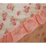 包邮 玉色玫瑰斜纹棉布床罩  床单松紧带固定床笠式床裙