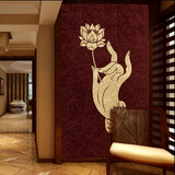瑜伽馆会所东南亚佛手壁纸酒店玄关古典 3d中式走廊大型壁画墙纸