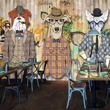3D欧式立体卡通动漫艺术墙纸酒吧咖啡店休闲餐厅背景壁纸大型壁画