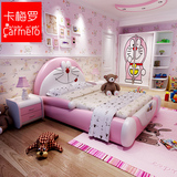 儿童床单人床1.2卡通皮床1.5米小床实木松木汽车床男孩女孩机器猫
