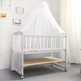 新生儿婴幼儿床实木白色环保多功能可折叠宝宝BB儿童带滚轮摇篮床