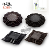 仿瓷餐具黑色印花磨砂四方盘小吃盘碟自助餐盘子日式