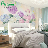 北欧式手绘花卉3d定制电视背景墙纸壁画无缝无纺布客厅卧室墙布