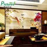 中式玉兰花开富贵定制电视背景墙壁纸无纺布 大型无缝墙纸壁画