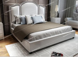 欧式布艺床高靠背床头双人床时尚简约现代软包实木床婚床1.8m大床