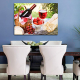 餐厅水果装饰画单幅无框画 现代简约厨房挂画墙画水晶画酒杯壁画