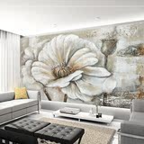 欧式客厅墙纸复古怀旧油画电视背景墙壁手绘花卉大型定制壁画墙布