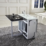创意小户型餐桌家具折叠餐桌椅组合钢化玻璃饭桌伸缩功能宜家餐台