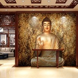 中式3D如来佛祖壁纸佛堂客厅屏风玄关壁画 敦煌立体佛像无缝墙纸