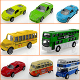 合金小汽车套装模型 儿童玩具轿跑车回力小汽车公交巴士套装组合