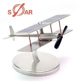 太阳能汽车载摆件 双翼飞机锌合金模型桨可转招财保平安创意礼品