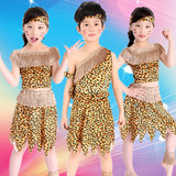 新款儿童猎人演出服装野人服装扮非洲部落舞蹈男女成人豹纹表演服