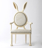现货欧式实木雕花兔子椅 美式兔耳朵餐厅餐椅 高档简约休闲椅书椅