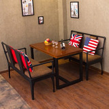美式铁艺餐桌椅组合咖啡厅洽谈桌椅沙发椅坐垫椅酒吧休闲桌椅套件
