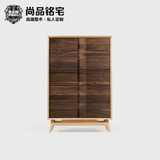 简约日式斗柜纯实木橡木黑胡桃 北欧原创橡木五斗柜抽屉柜储物柜