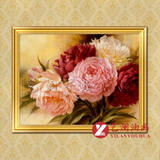牡丹花卉装饰画壁画挂画古典欧式 花开富贵 餐厅成品带框油画GH12