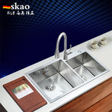skao德国304不锈钢厨房纯手工水槽洗菜盆台下水池加厚洗碗池套餐