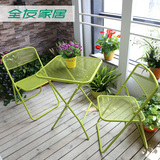 全友家私阳台座椅三件套 户外休闲桌椅花园小茶几带折叠椅800252