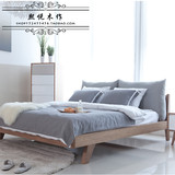 北欧宜家日式全实木床简约现代1.8米小户型双人床软靠背原木婚床