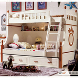 地中海环保清漆高低床双层床上下床铺新品儿童套房家具实木子母床