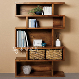 美式实木书柜简约现代储物收纳柜书柜书架组合创意展示架客厅隔断