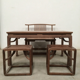 新中式禅意实木茶桌椅餐桌组合免漆老榆木古典茶楼会议桌实木家具