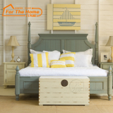 美式乡村地中海风格实木双人床/单人床1.5 1.8米实木定制做旧家具