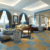 地中海复古美式风格地板砖 五彩色卧室客厅防滑耐磨瓷砖 500*500