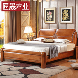 全实木床1.8米大床简约现代中式双人床1.5卧室高箱储物橡胶木婚床