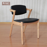Z型椅实木餐椅简约现代电脑咖啡个性实木椅子靠背餐厅白橡座椅