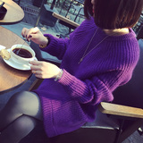 2016秋冬季新款中长款高领韩版学生套头毛衣女外套宽松加厚针织衫
