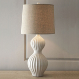 美式白色陶瓷台灯 创意条纹葫芦简约现代LED家居卧室床头台灯