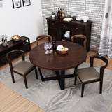 北欧铁艺简易饭店创意小户型宜家仿古实木大 圆桌子茶几餐桌组合