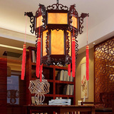 中式木艺宫灯实木雕刻餐厅灯客厅卧室羊皮吊灯走廊玄关灯具包邮