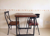 北欧风情复古实木铁艺餐桌椅组合餐桌饭桌防锈做旧酒吧桌办公桌