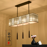 现代新中式吊灯长方形中式灯具餐厅复古铁艺卧室书房灯饰水晶灯