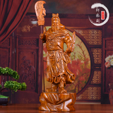 木雕关公佛像摆件 花梨实木质雕刻招财武财神客厅镇宅红木工艺品
