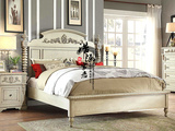 新古典欧式实木雕花双人床 法式复古白1.8米婚床 别墅卧室家具